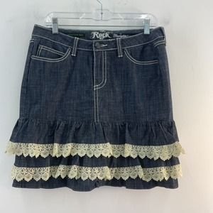 Rock Wrangler Women's Blue Mini Cowgirl Western Skirt - Size 29, Short Length